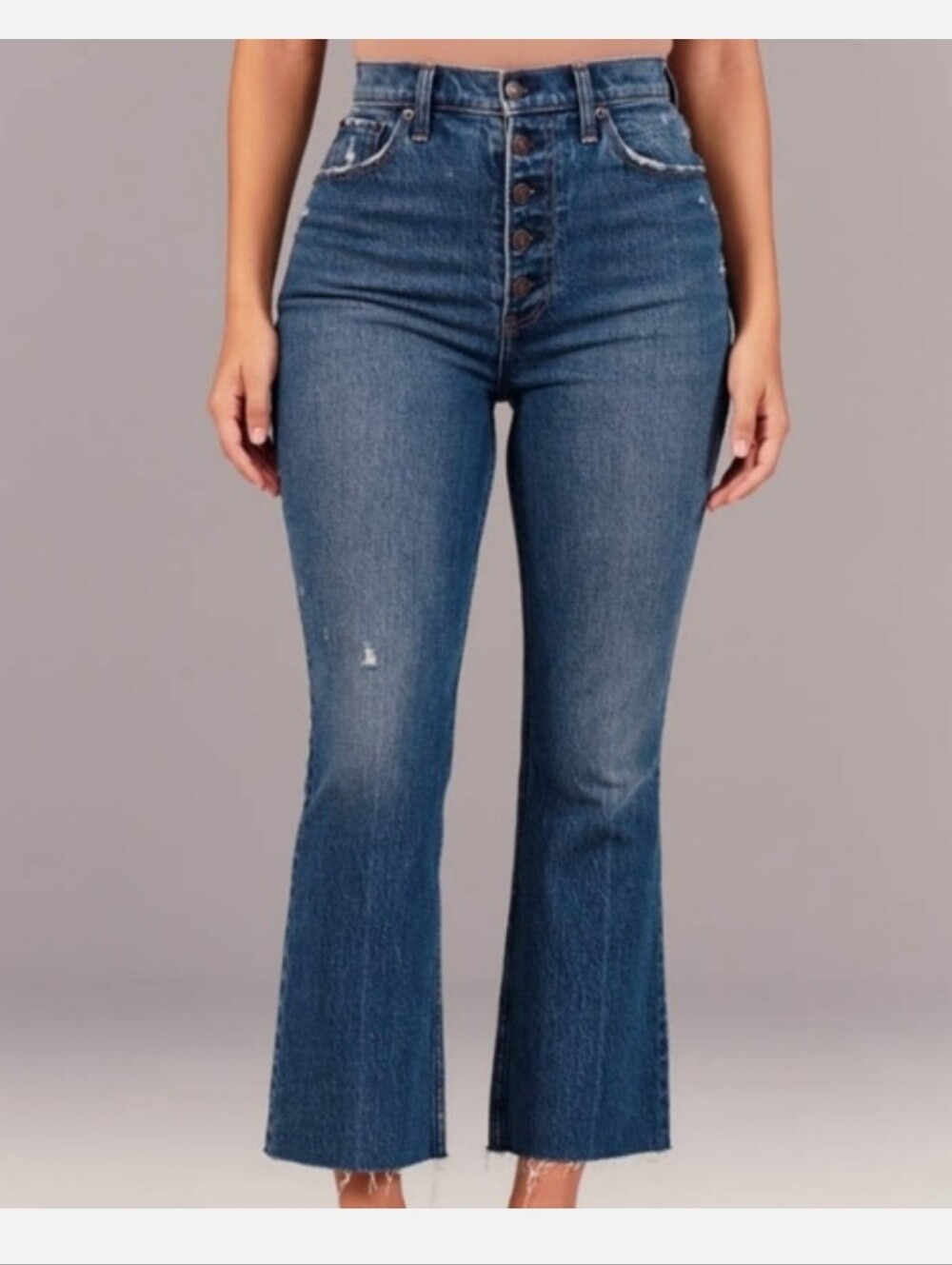 Abercrombie & Fitch Curve Love The Kick Flare High-Rise Button-Fly Blue Jeans